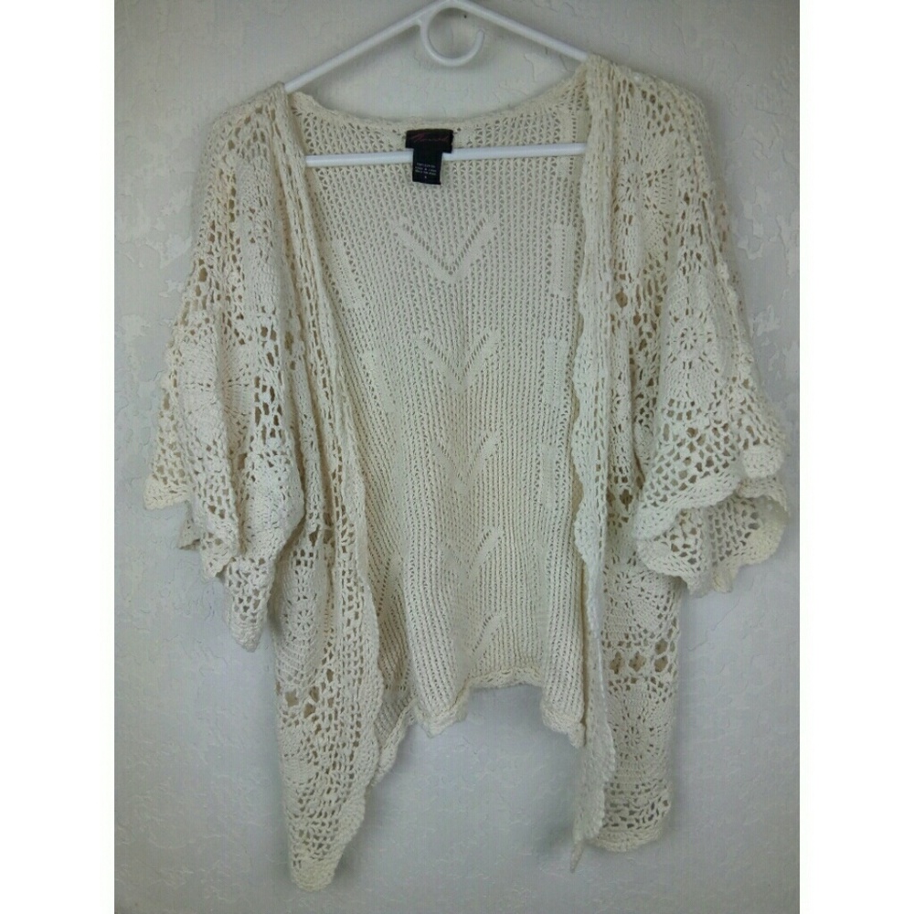 Torrid Ecru Crochet Open Cardigan/Ruana/Overlay - Size 0